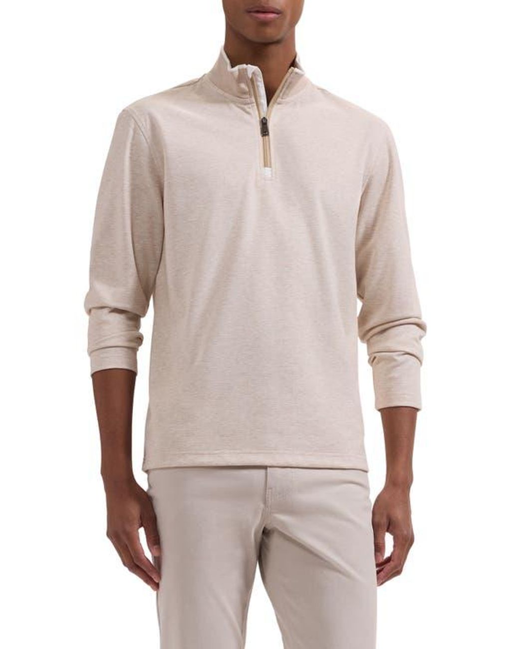Bugatchi Gray Soft Touch Quarter Zip Pullover for men