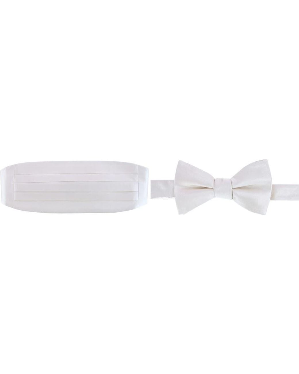 Trafalgar White Sutton Solid Color Silk Cummerbund & Bow Tie Bundle for men