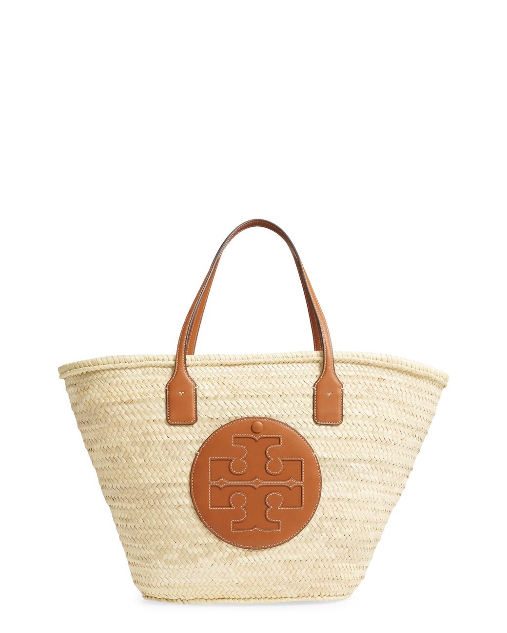 Tory Burch Leather Ella Straw Basket Tote in Natural - Lyst