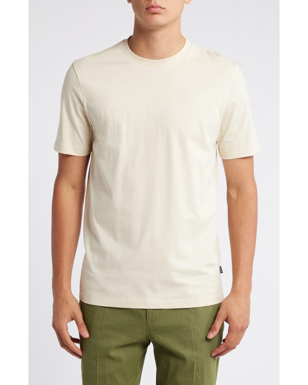 Boss White Thompson Solid T-Shirt for men