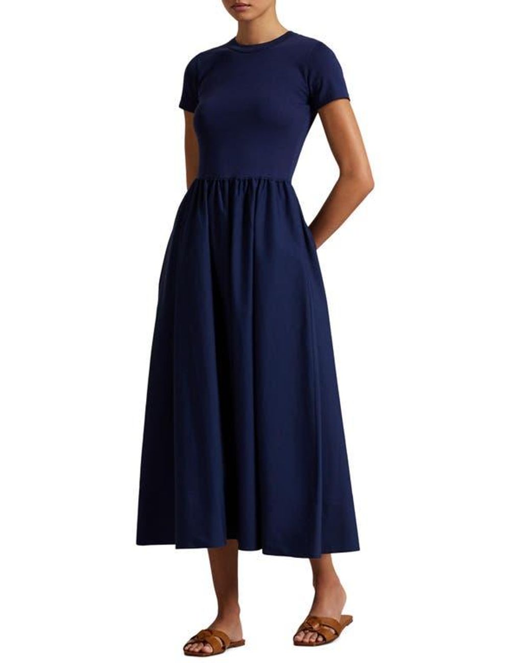 elsa blue dress frozen Elsie Navy Cut-Out Neck Midi Dress With Short Sleeves  Club L London