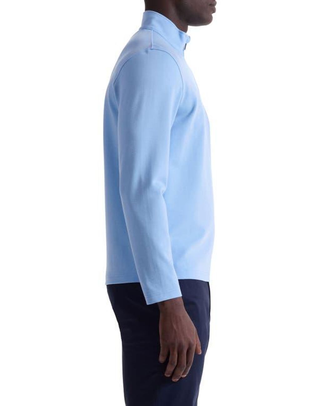Bugatchi Blue Solid Quarter Zip Pullover for men