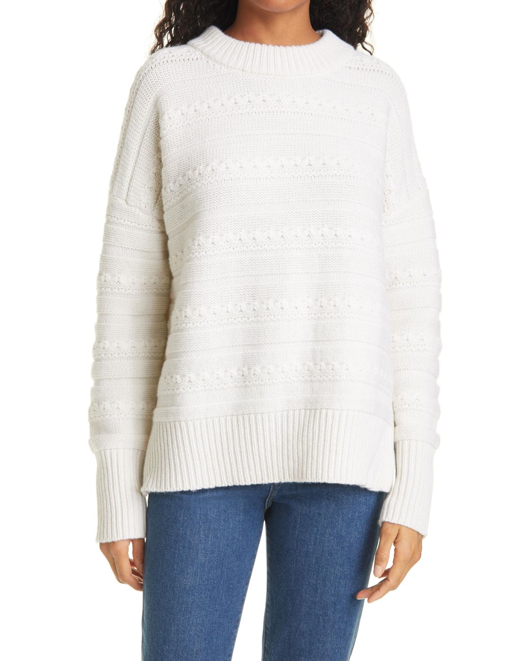la ligne stripe half zip merino wool sweater