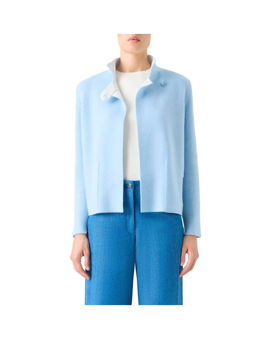 Akris Blue Reversible Cashmere Jacket