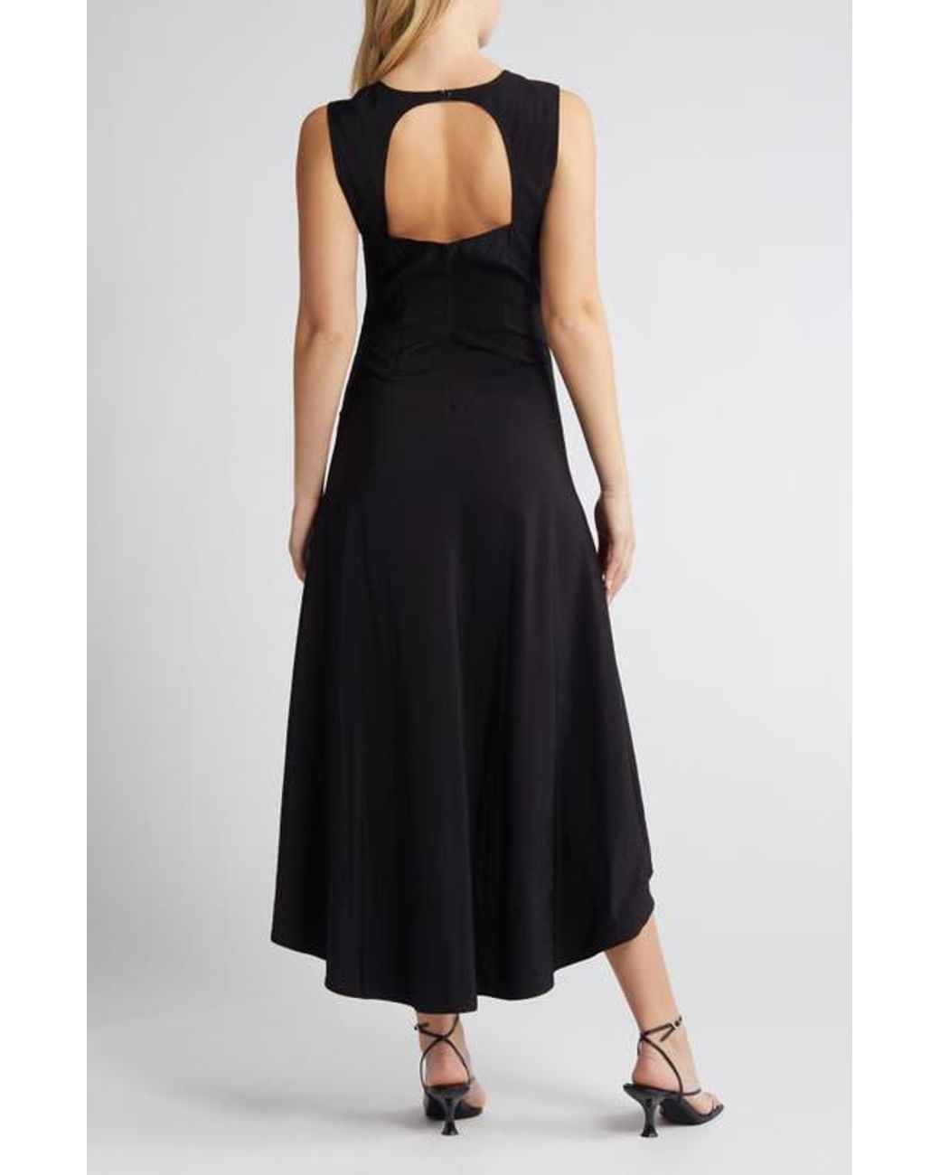 Chelsea28 Ruched High Low Midi Dress in Black Lyst