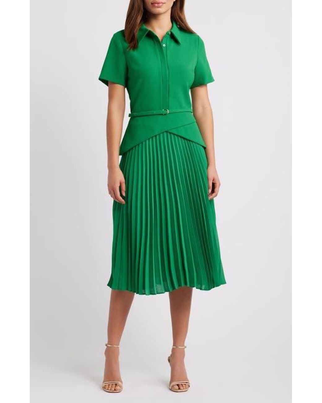 Julia Jordan Mix Media Dress in Green | Lyst