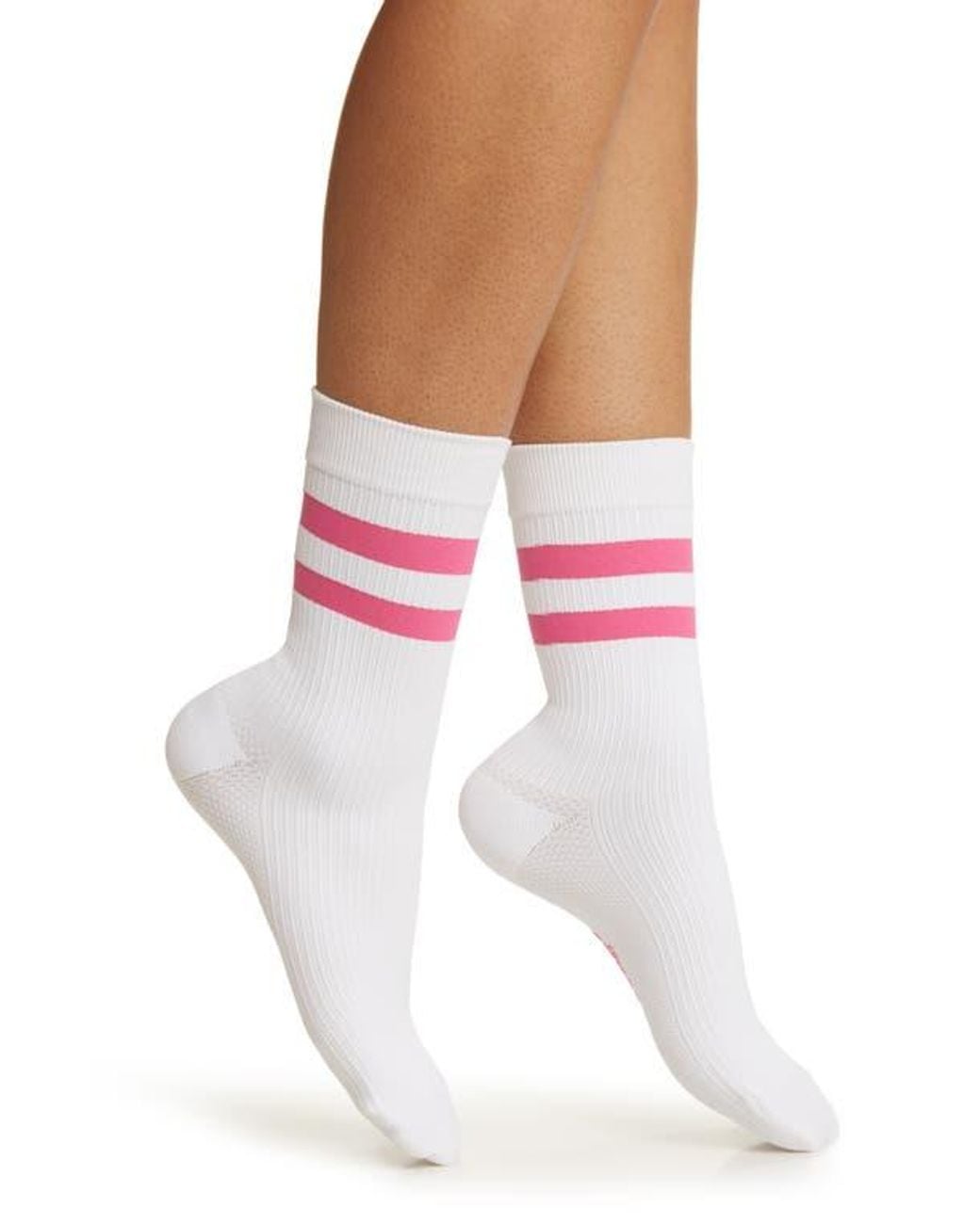 Item M6 White Ribbed Compression Crew Socks