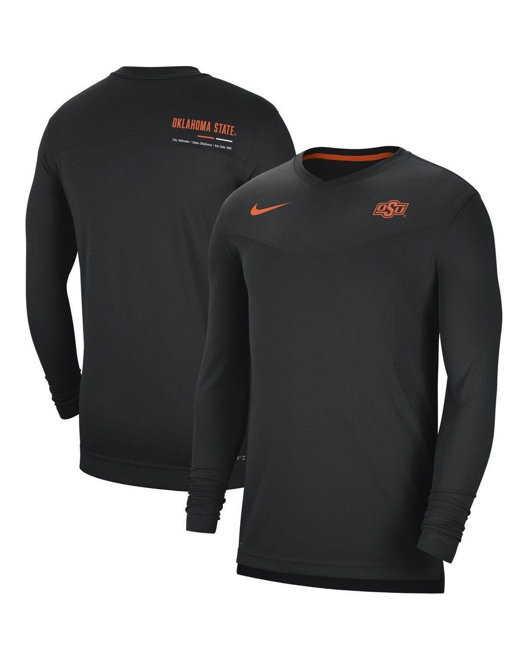 Nike Oklahoma State Cowboys 2022 Coach Performance Long Sleeve V-neck T-shirt  At Nordstrom in Black for Men