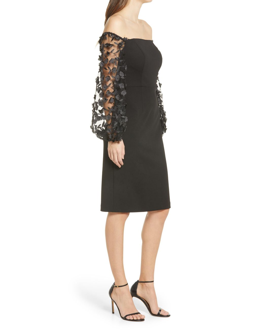 Shoulder Balloon Long Sleeve Dress 