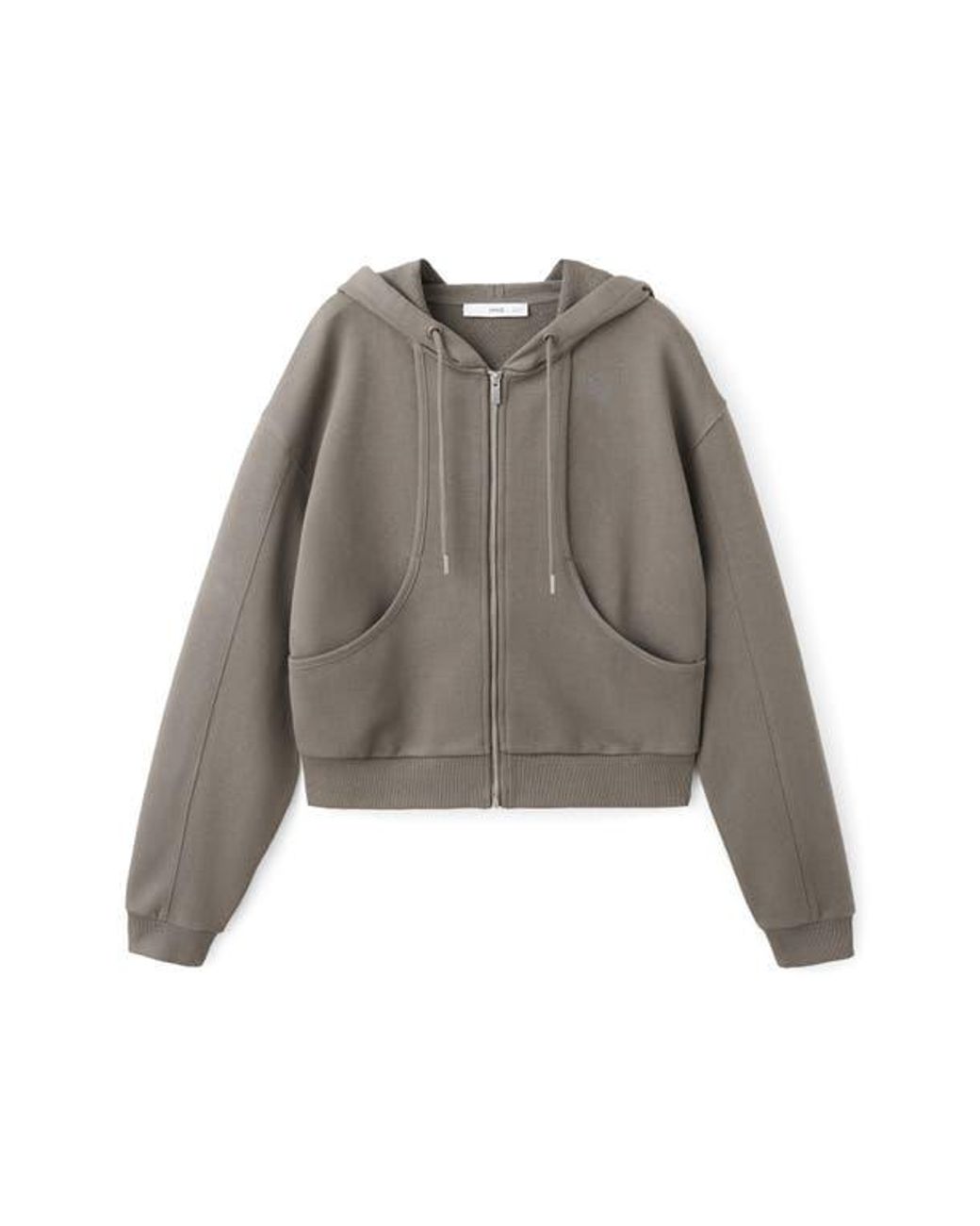 Mango Gray Seamed Terry Zip Hoodie
