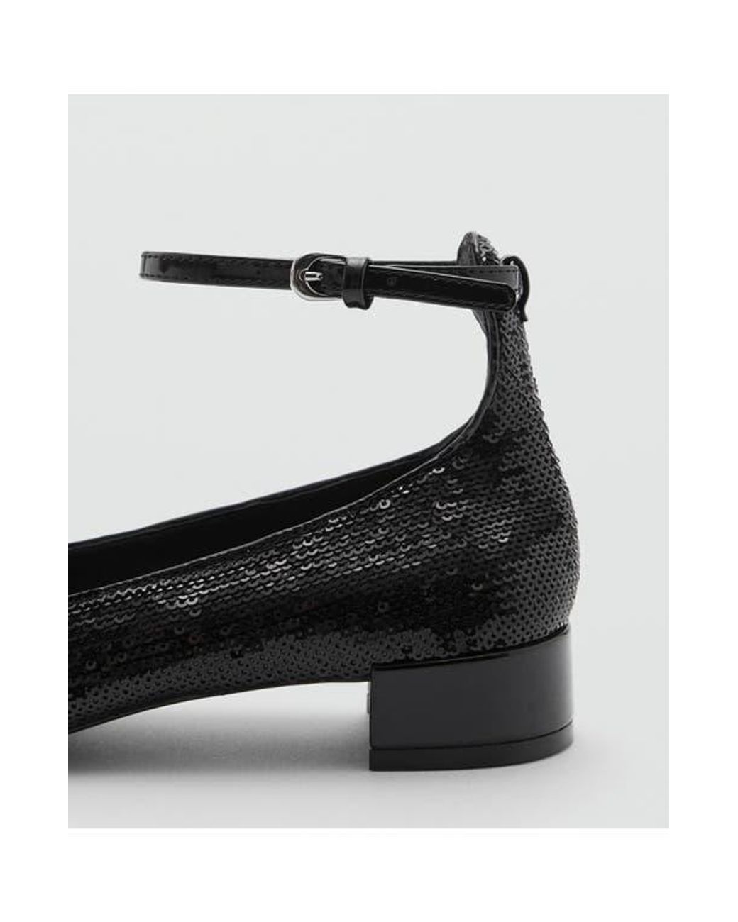 Mango Black Ankle Strap Pump