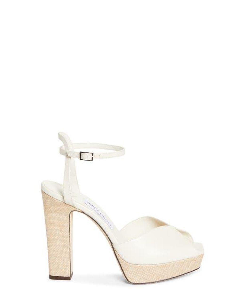 Jimmy Choo White Sacaria Ankle Strap Platform Sandal