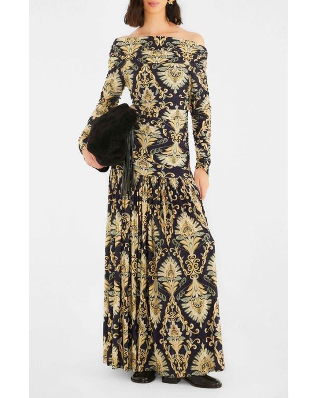 FARM Rio Wonderful Arabbesque Off The Shoulder Long Sleeve Maxi Cocktail  Dress | Lyst