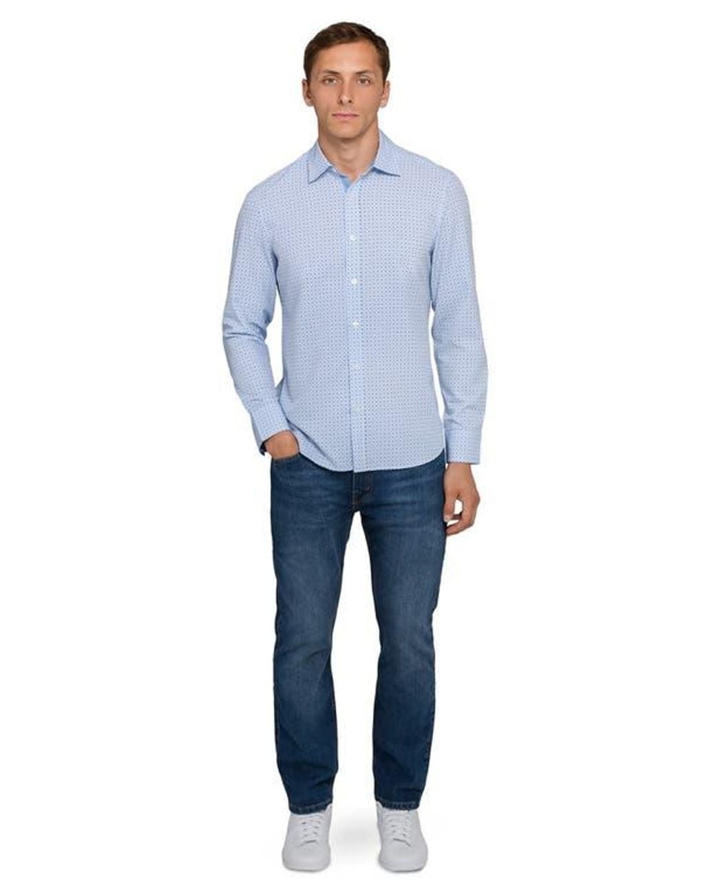 Con.struct Blue Dash Duo Woven Long Sleeve Basic for men