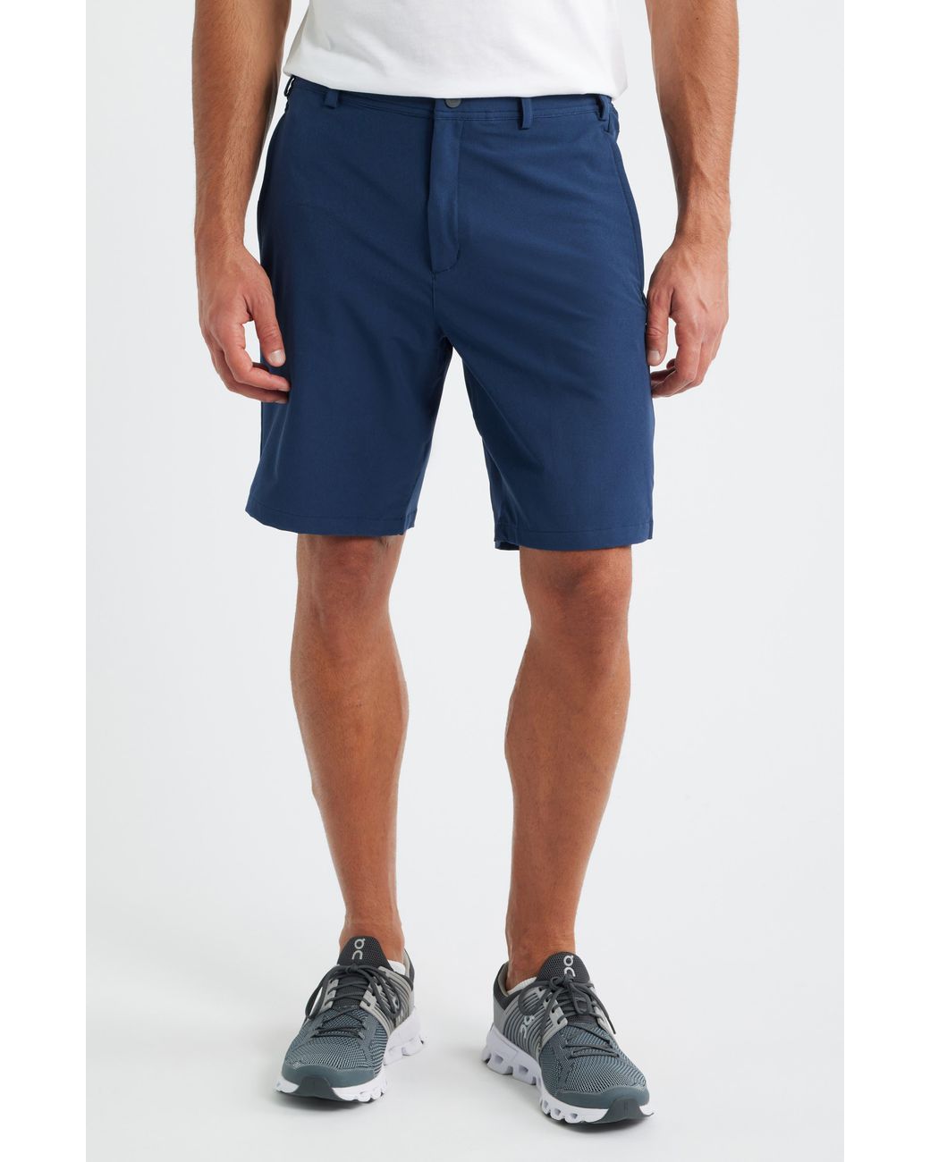 Mack Weldon Blue Radius Flex Water Resistant Flat Front Shorts for men