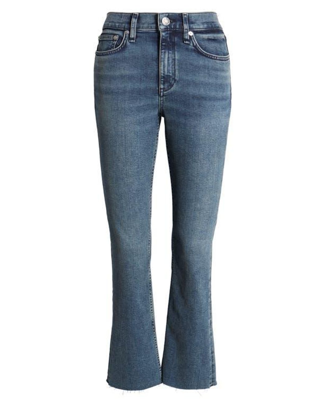 Rag & Bone Blue Flexi Peyton Raw Hem Crop Bootcut Jeans
