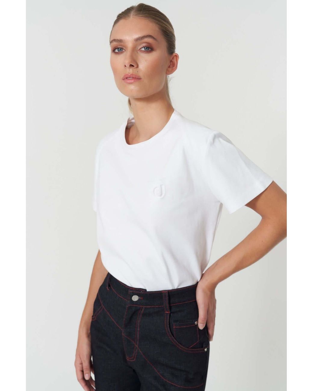 Jendue Black J Logo Oversize Basic T-Shirt