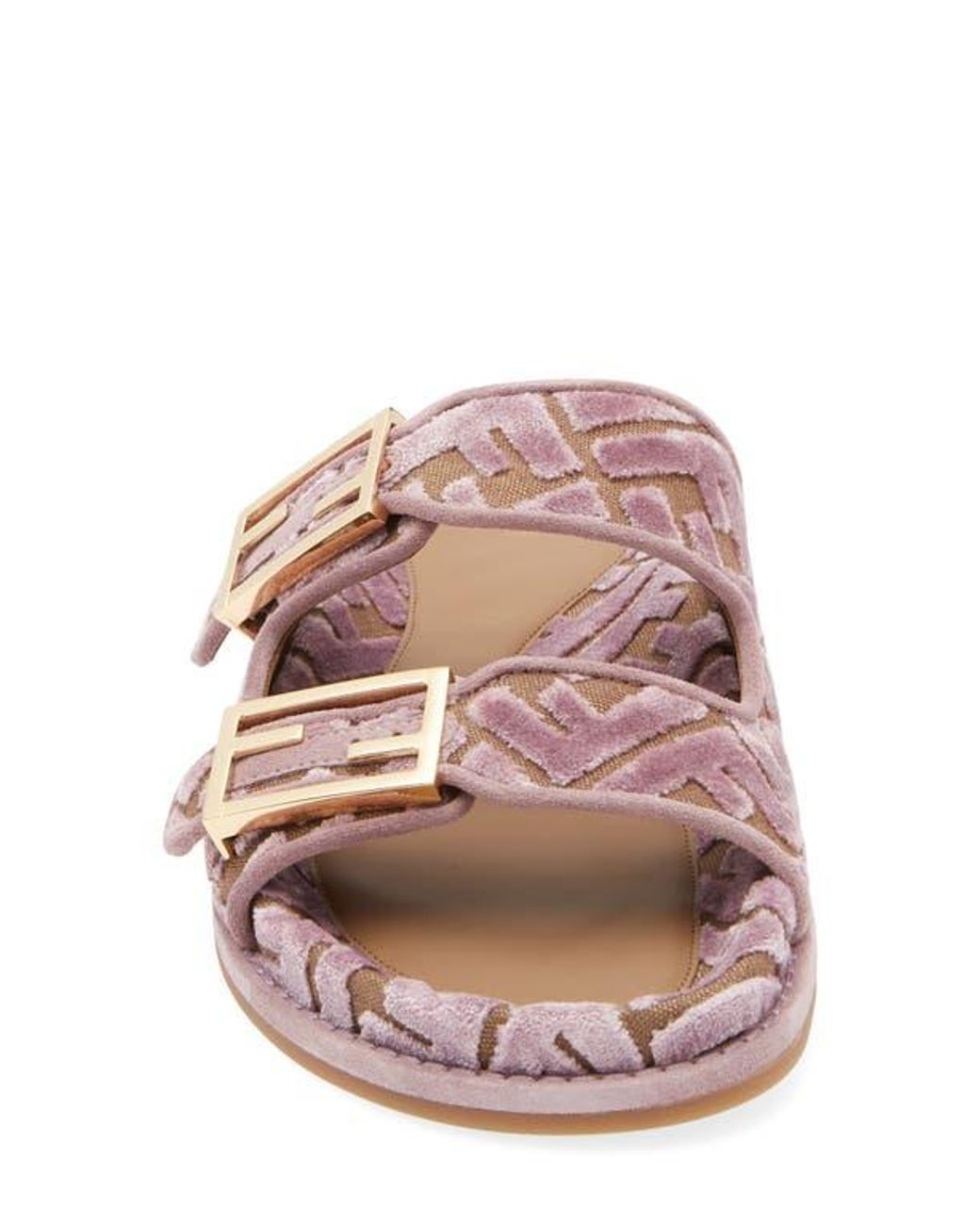 Fendi Feel Velvet Jacquard Dual Strap Slide Sandal | Lyst