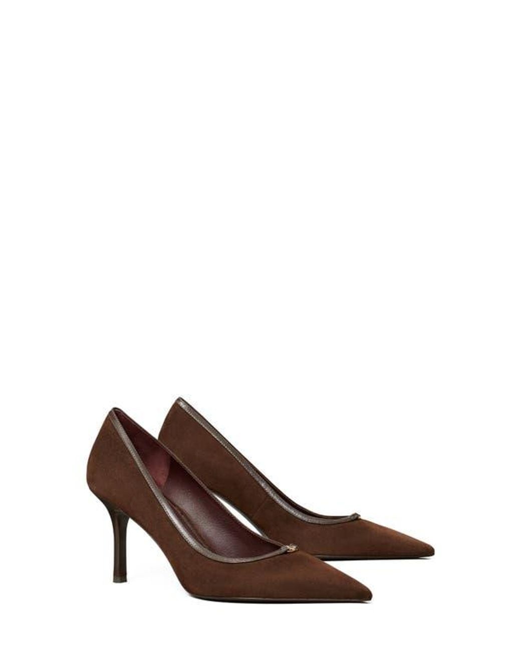 Tory Burch Brown Double T Buckle Pointed Toe Pump