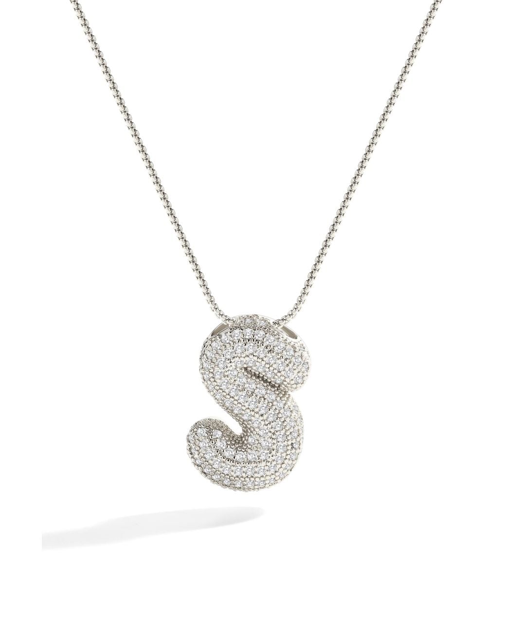 Mint & Lily Metallic Pave Bubble Initial Necklace