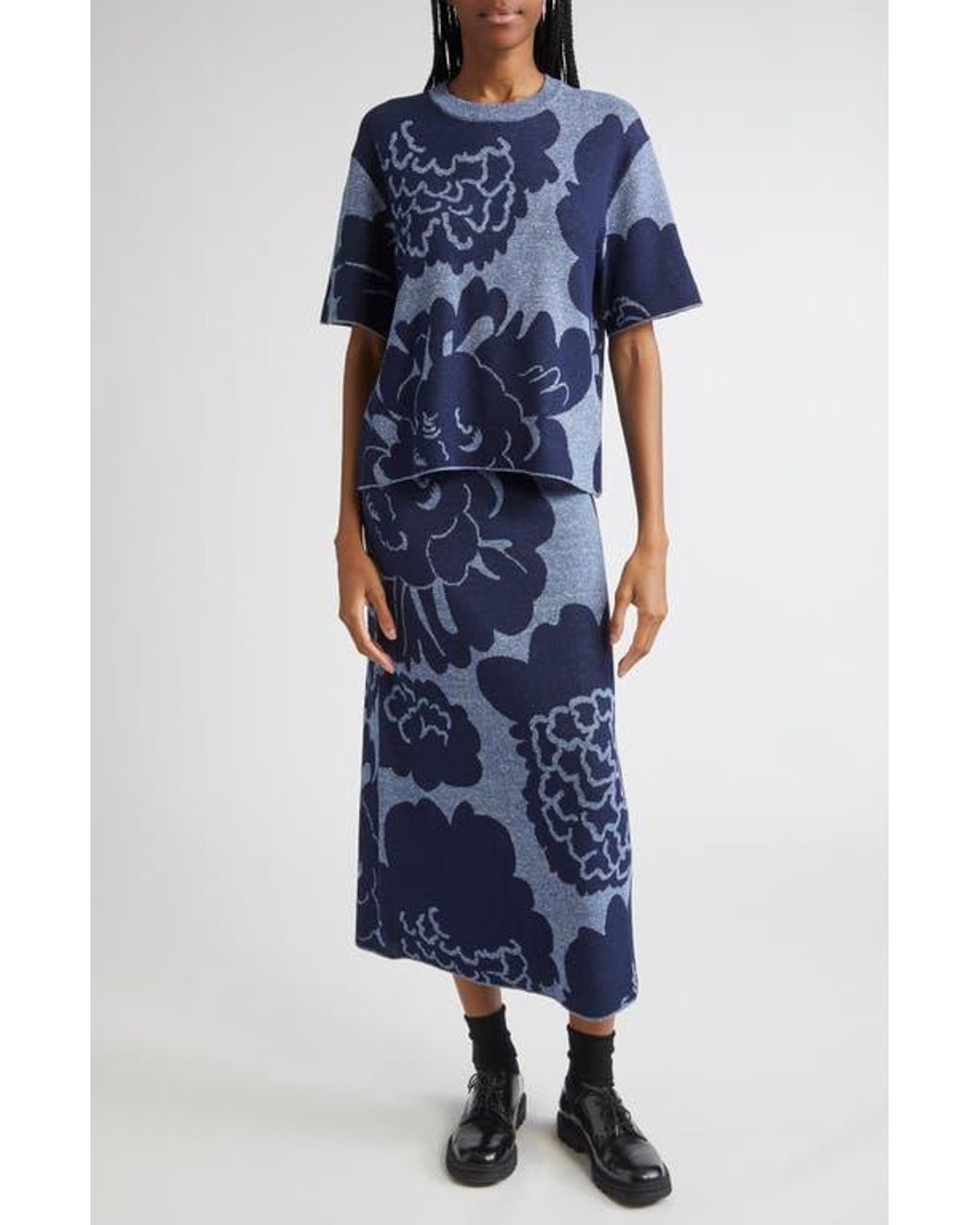 ［新品未使用］マリメッコ　Sivellys Pioni ニットスカート marimekko-Dark-Blue-Sivellys-