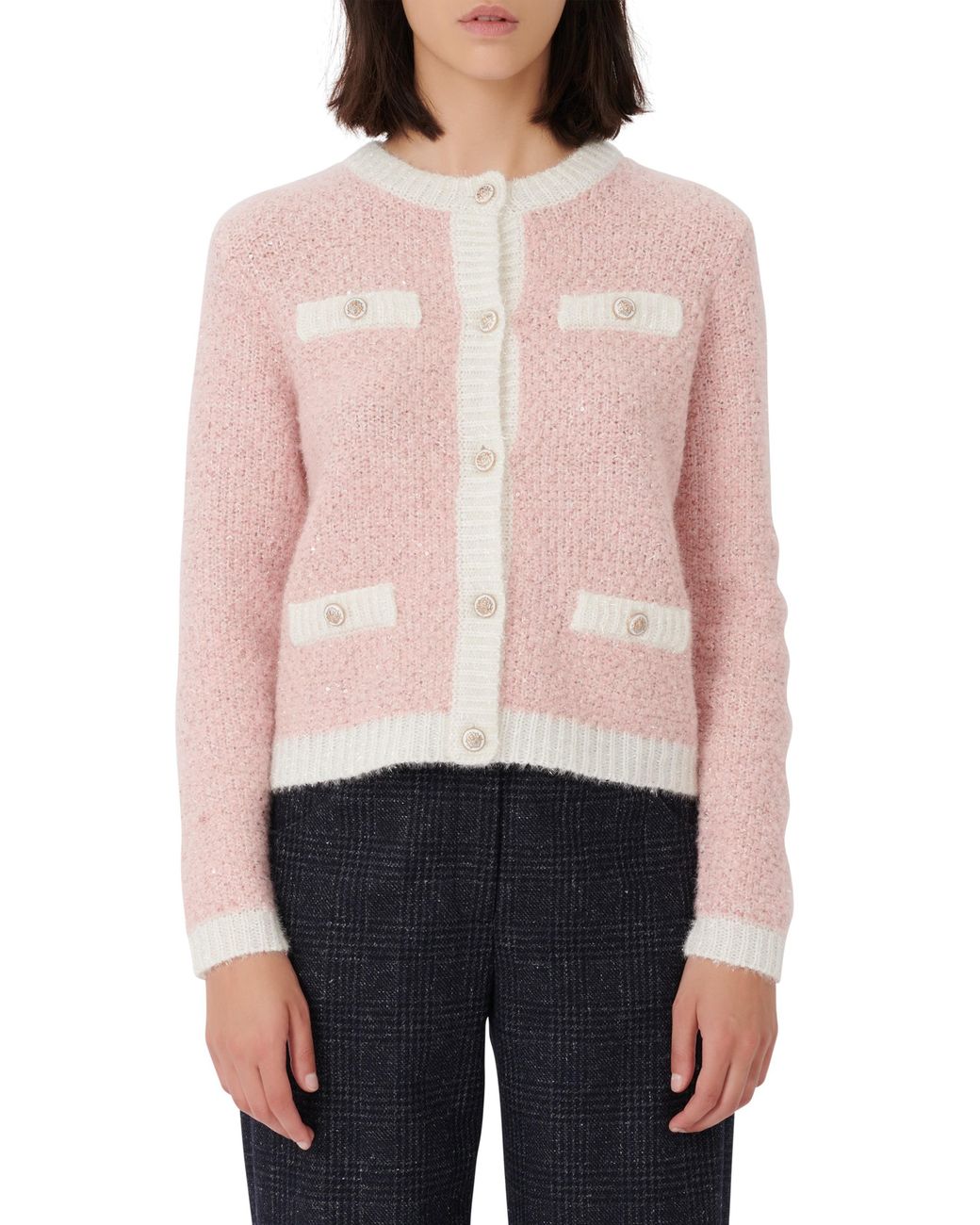 Maje Cardigan Sweater in Pink Lyst