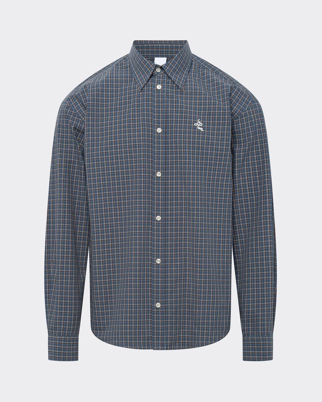 le PERE Blue Poplin Button Down Shirt for men