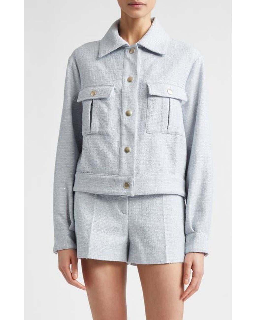 Eleventy Blue Tweed Snap Jacket