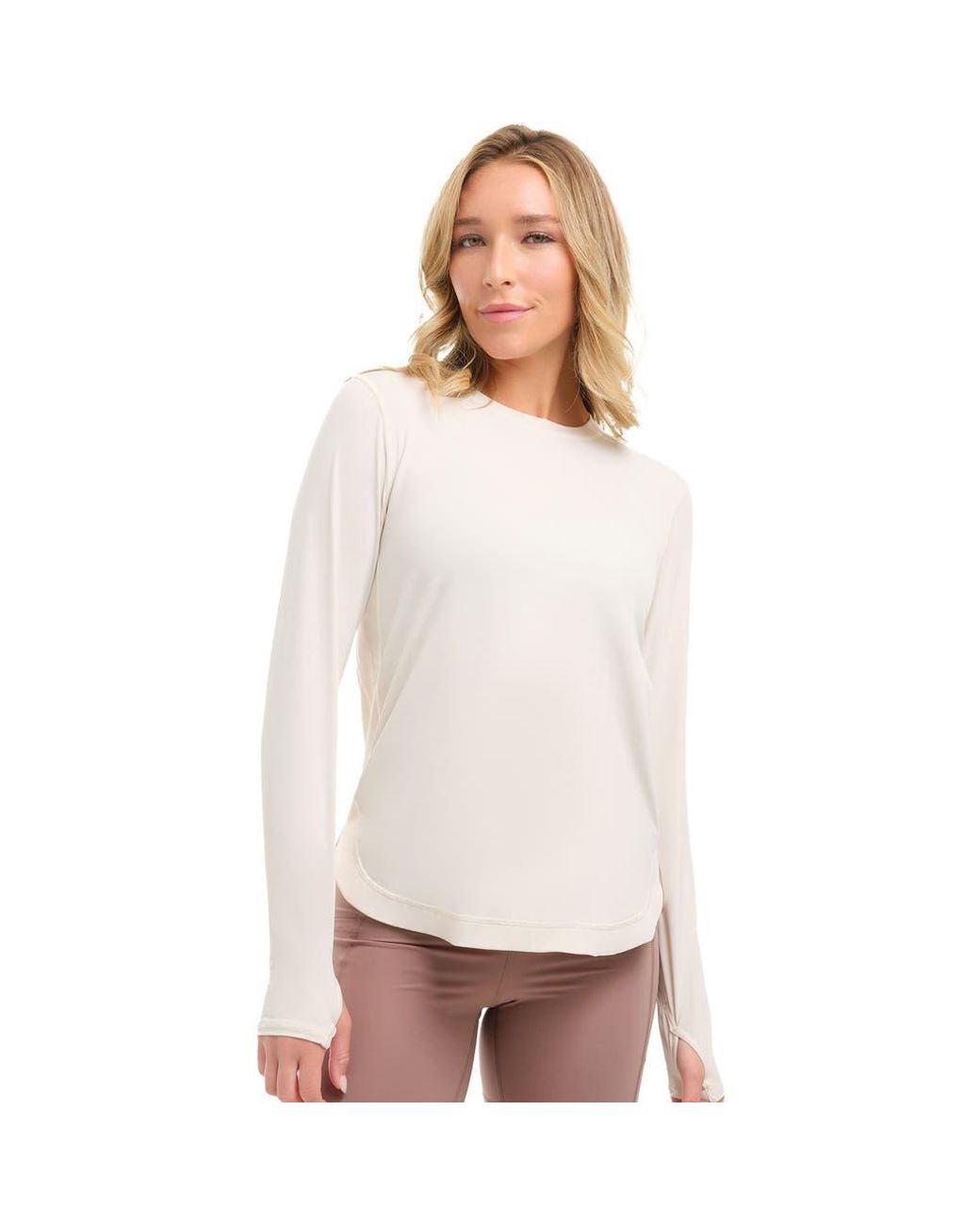 BloqUV White Long Sleeve Sun And Uv Protection Relaxed Scallop Top for men