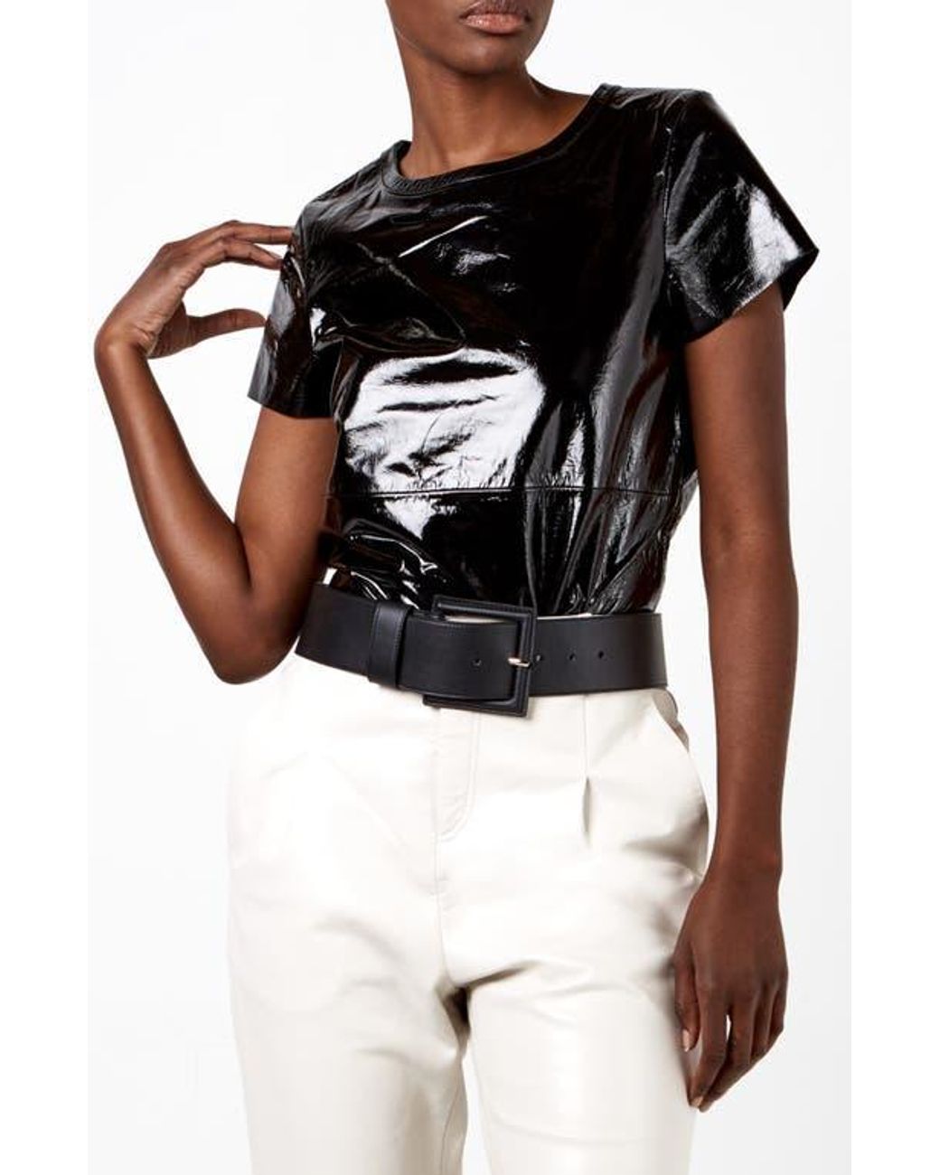 AS by DF New Guard Recycled Leather Tee in Black | Lyst