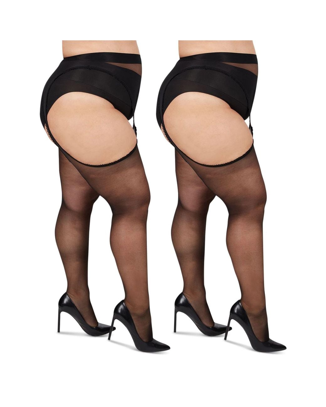 Memoi Black 2-Pack Suspender Tights