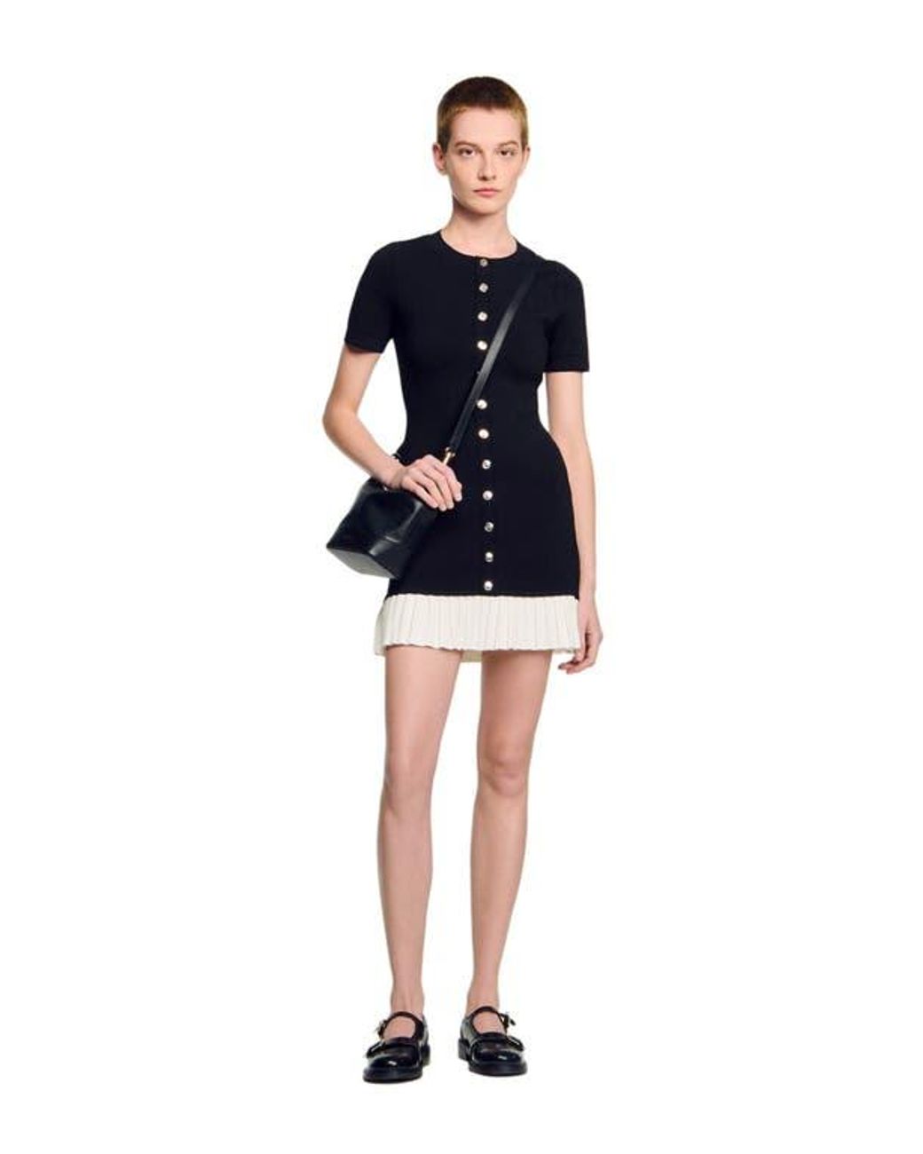 sandro knit dress with ruffle Sandro Ruffled-Trim Ribbed Knit Maxi Dress