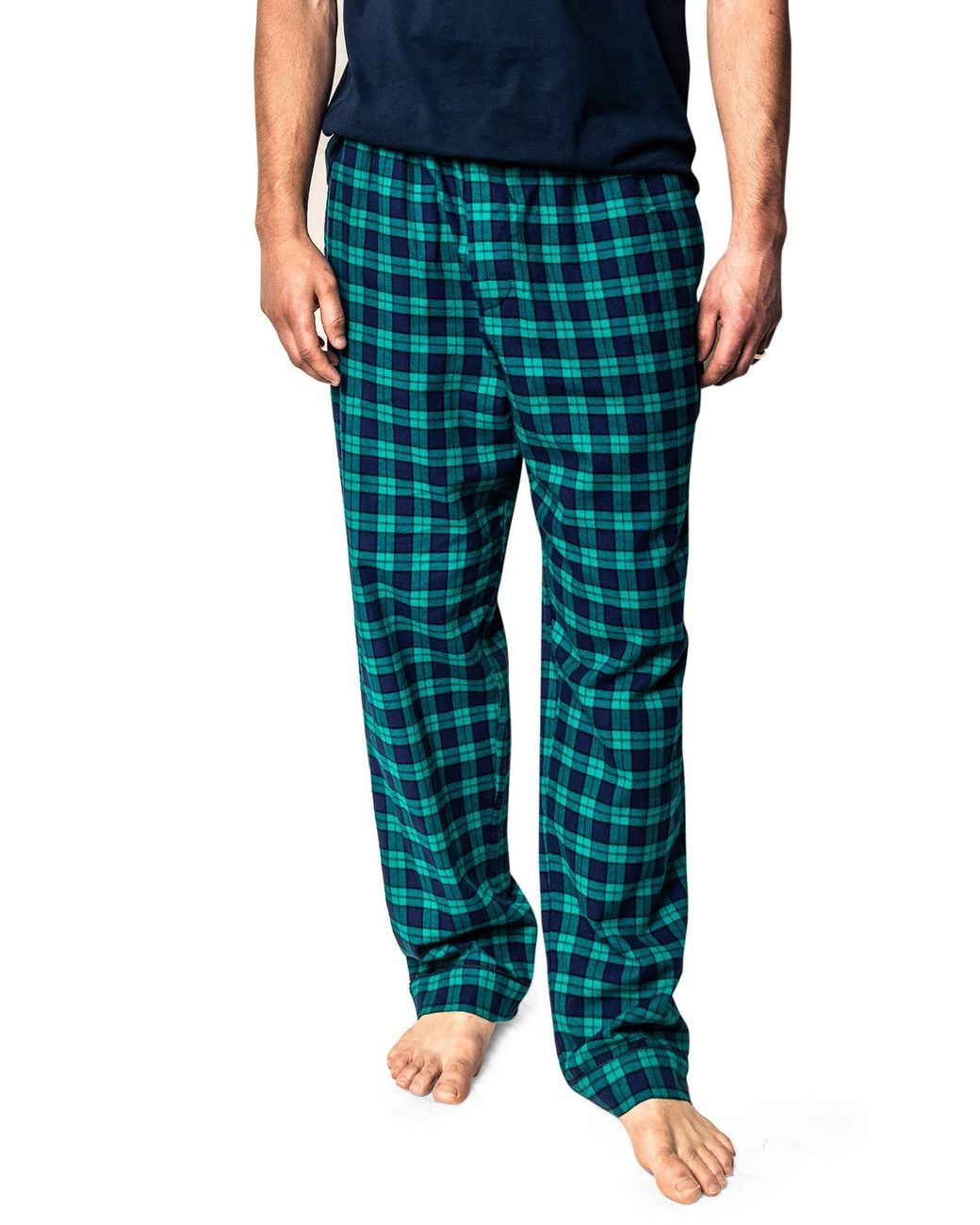 Petite Plume Highland Tartan Cotton Flannel Pajama Pants in Green for Men