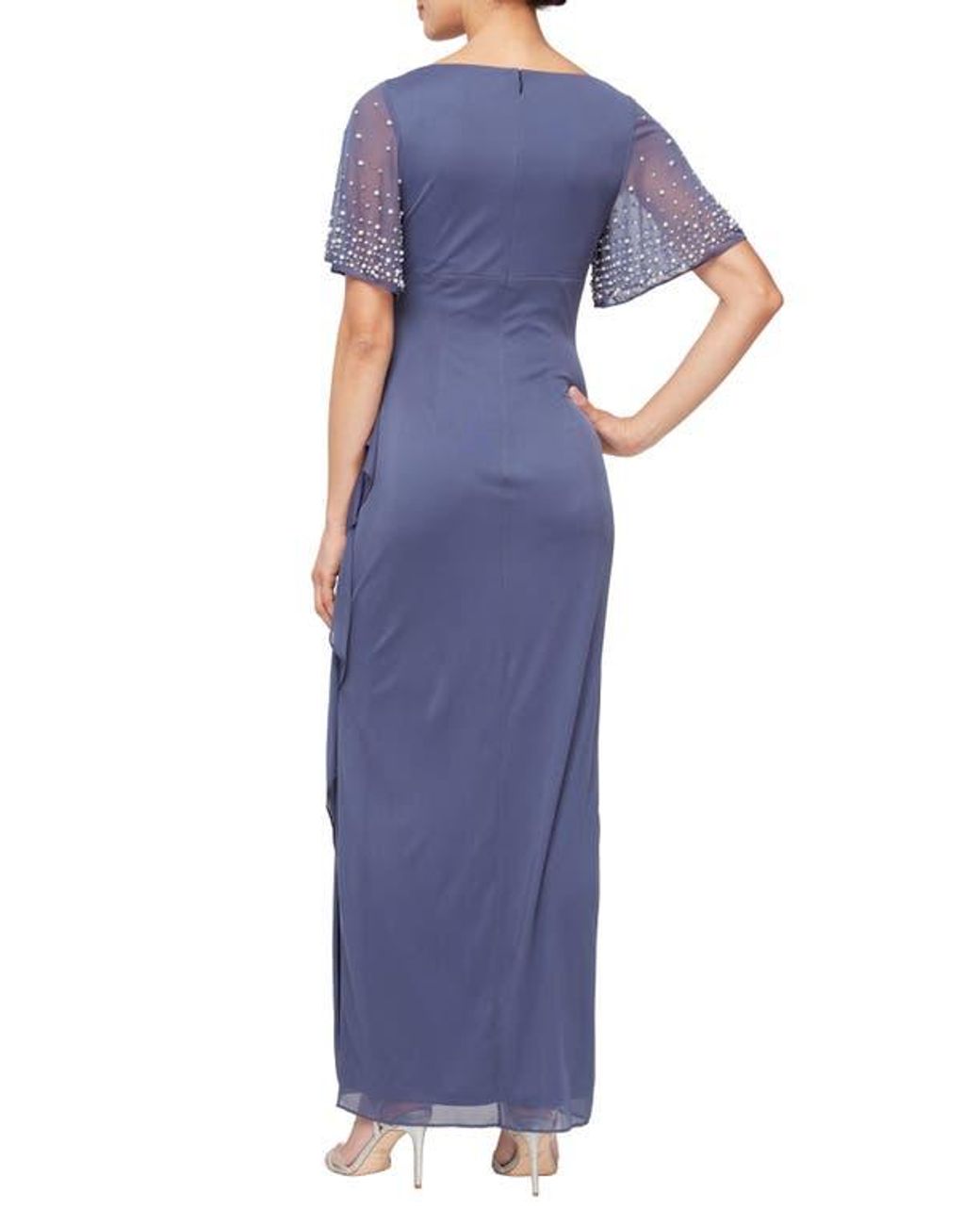 Alex Evenings Flutter Sleeve Empire Waist Evening Gown in Blue | Lyst