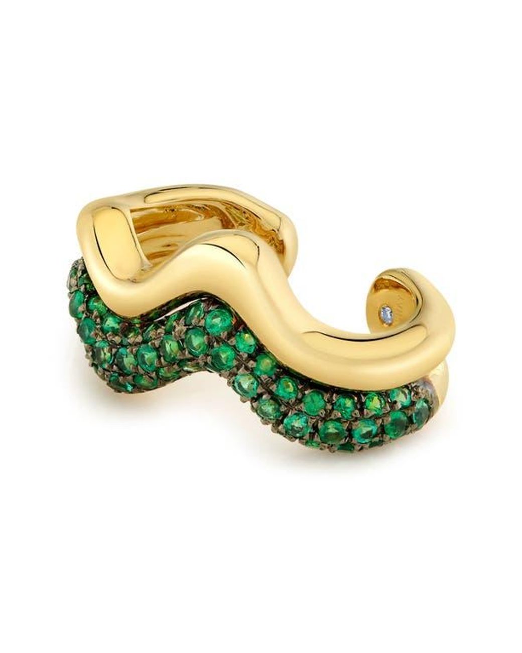 SHAY Green Emerald Wave Single Ear Cuff