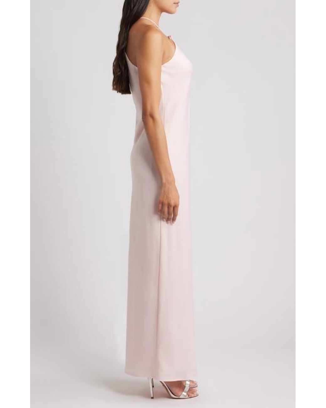 Wayf Araceli Halter Strap Satin Slipdress in Pink | Lyst