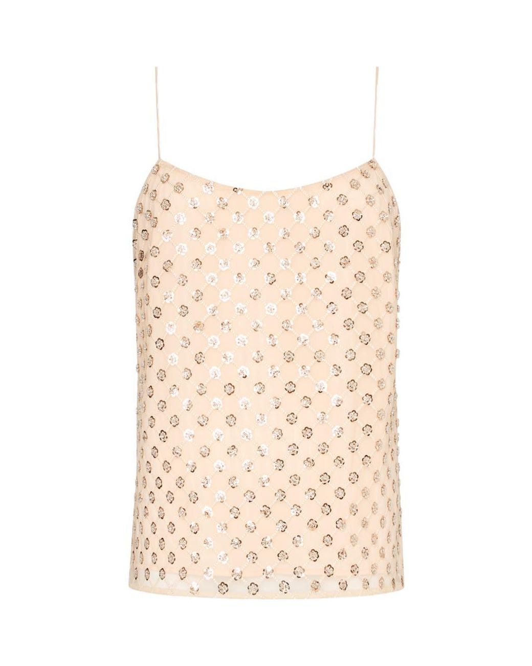 MILLY Natural Rylan Sequin Embroidered Camisole