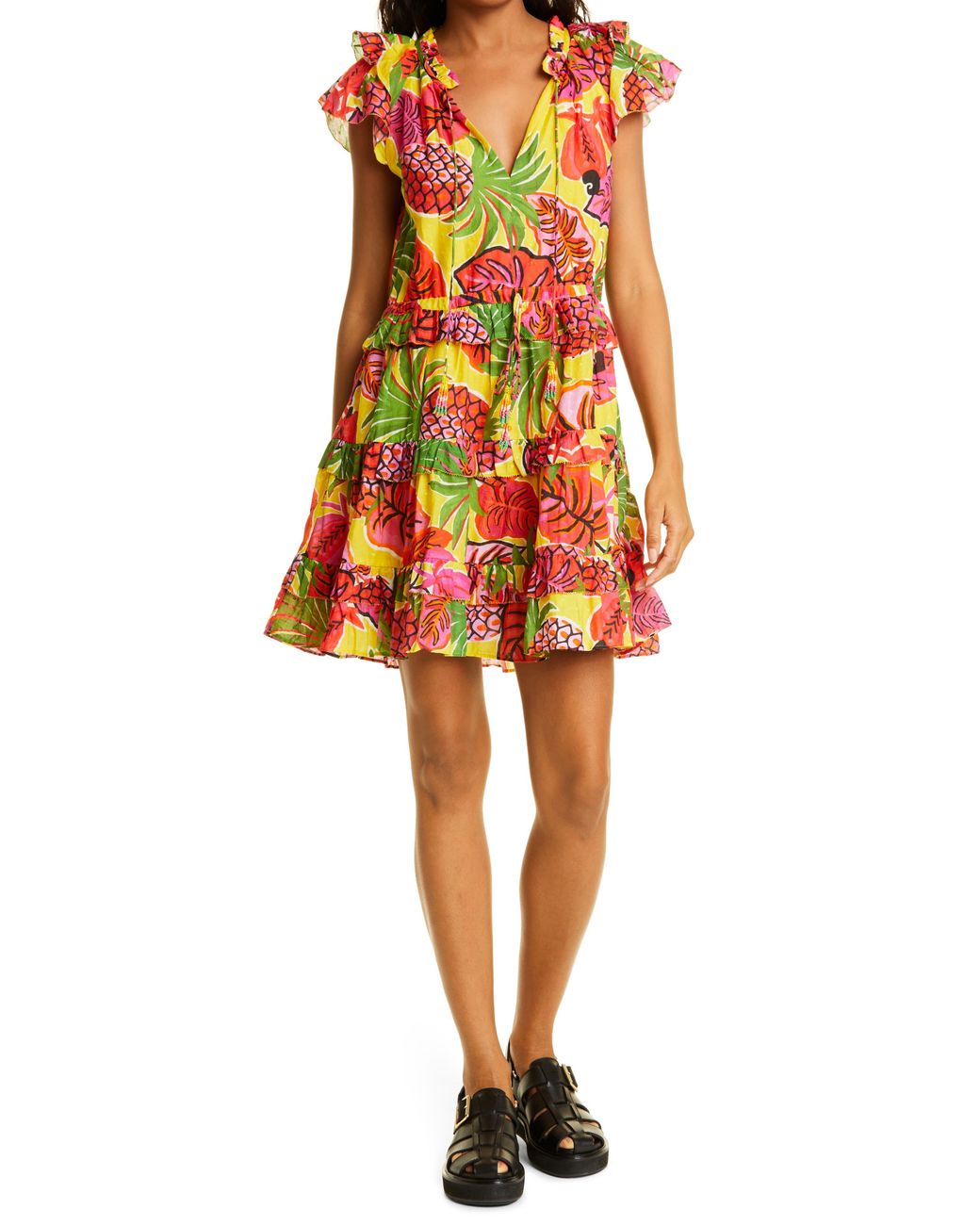 FARM Rio Fruit Dream Ruffle Dress in Orange Lyst