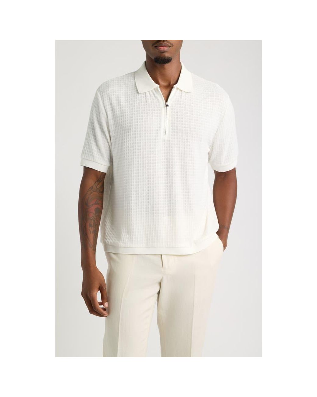 RIZORT White Victor Micro Check Polo for men