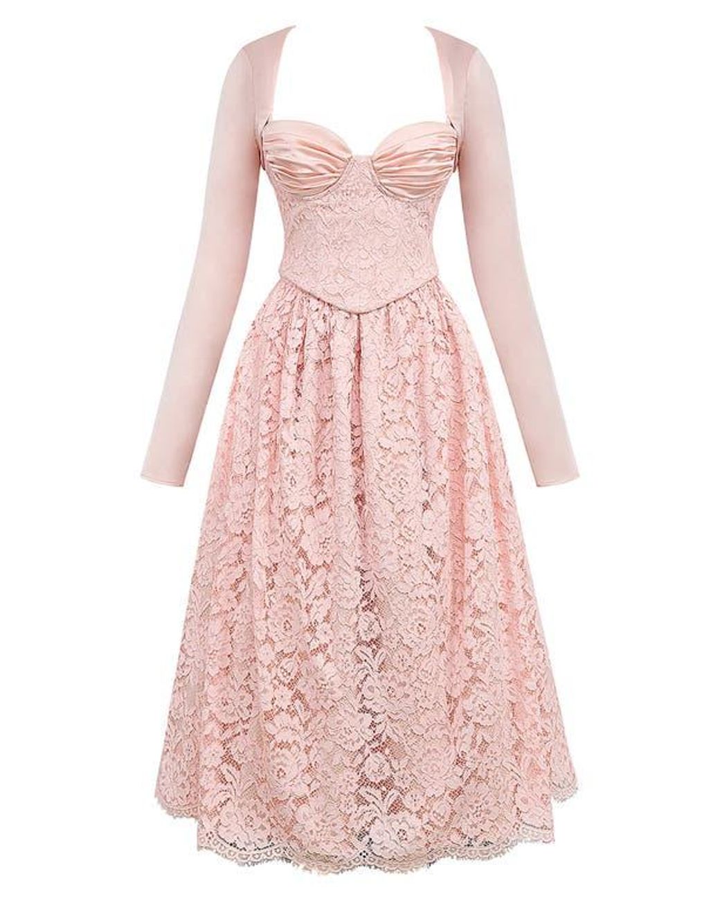 House Of Cb Duchess Corset Lace Fit & Flare Midi Dress With Bolero in Pink  | Lyst