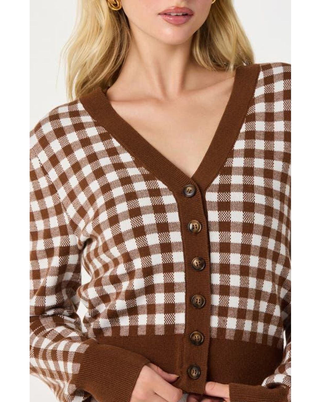Astr Multicolor Gingham Cardigan