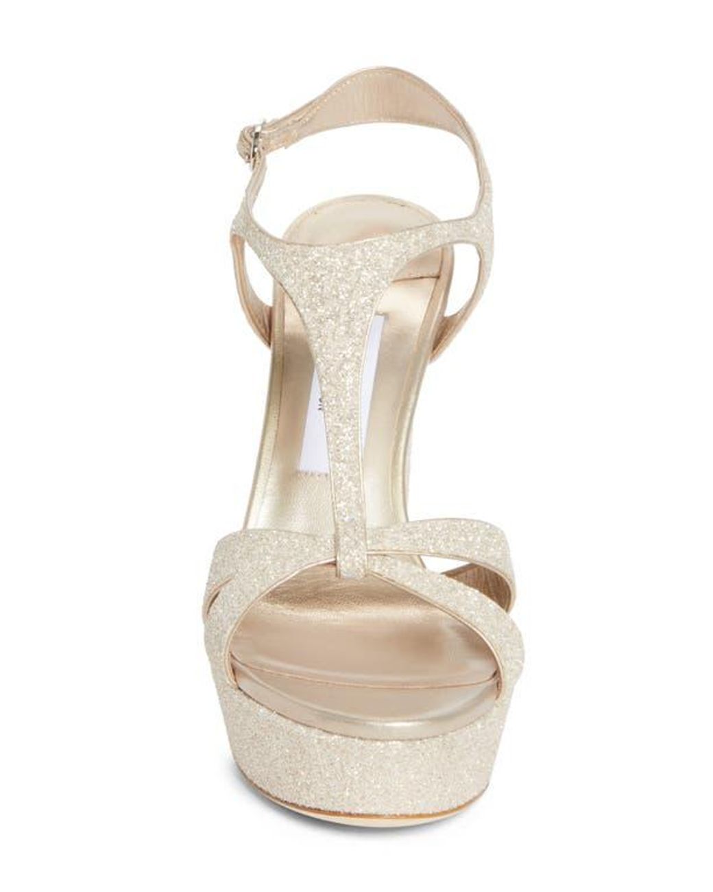 Jimmy Choo Natural Kesia Glitter Platform Sandal