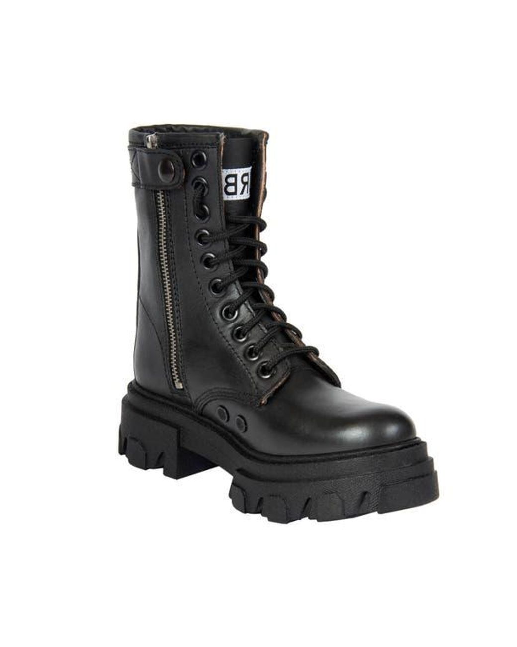 Urbnkicks Black Leather Combat Boots