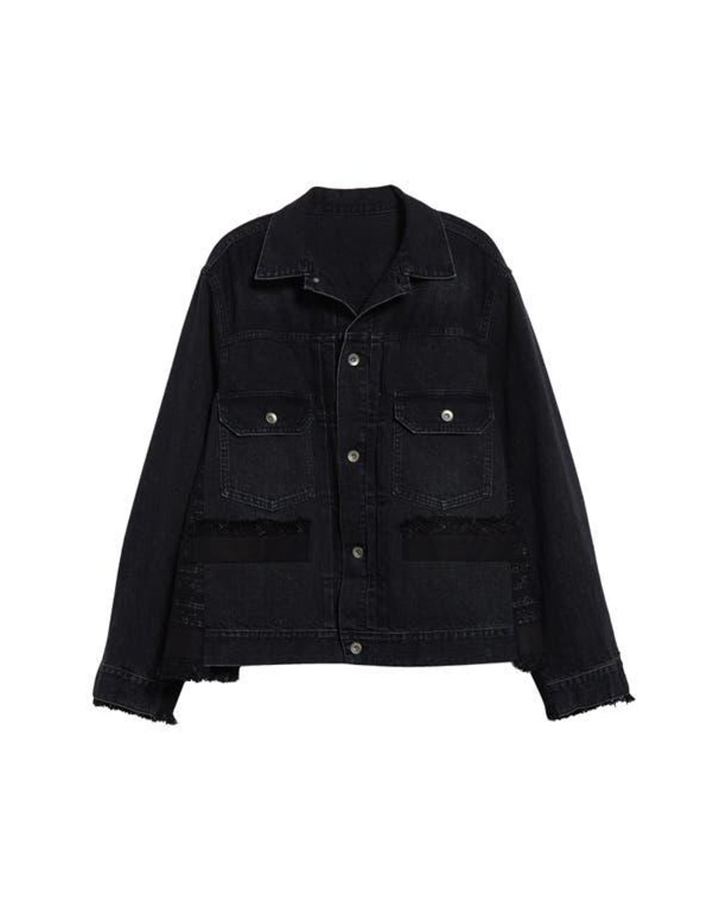 ■sacai■サカイ■Mixed Media Denim & Tweed Trucker Jacket■ Sacai Mixed Media Denim & Tweed Trucker Jacket in Black | Lyst