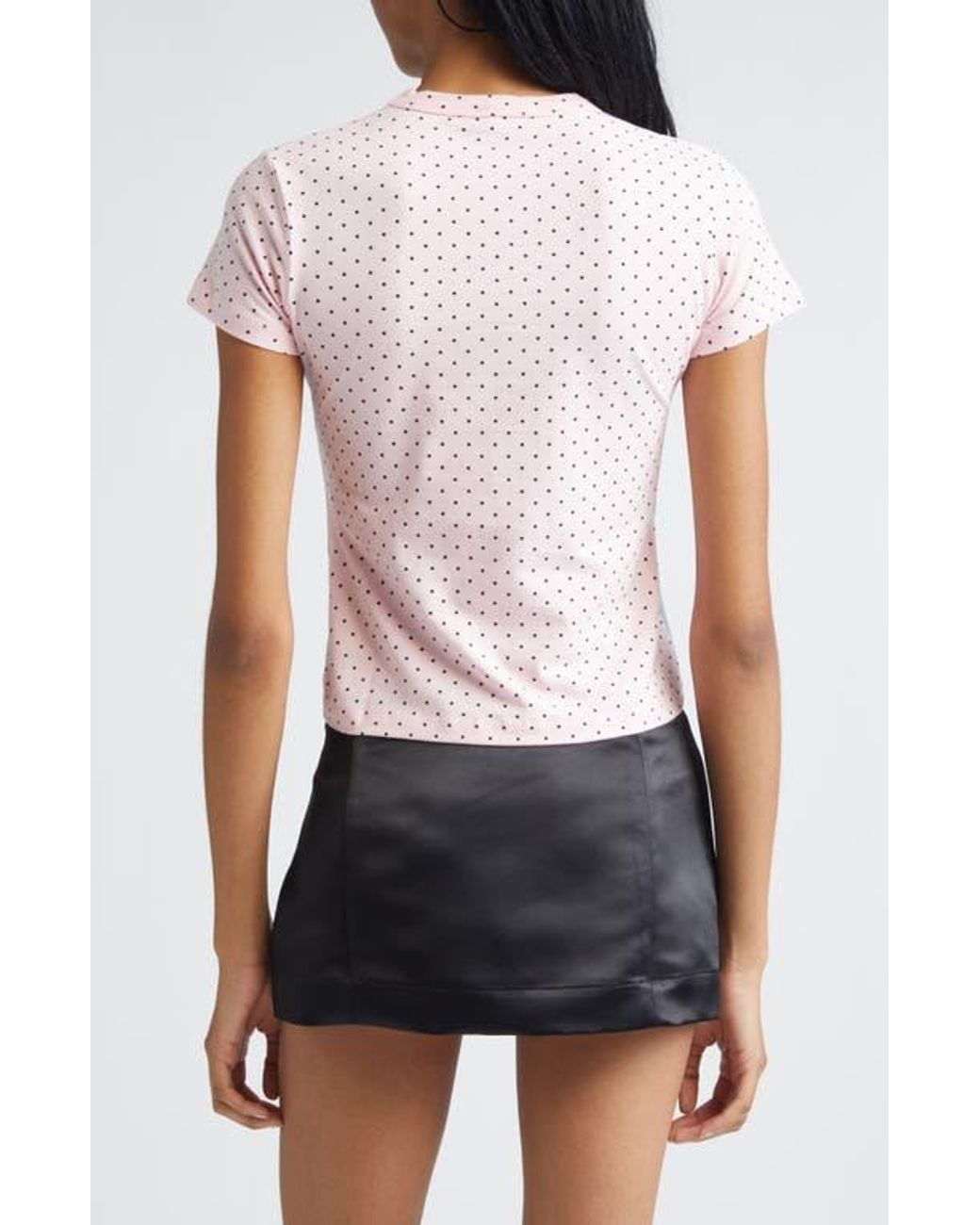 Ashley Williams Kitten Trio Polka Dot Baby Tee in Gray | Lyst