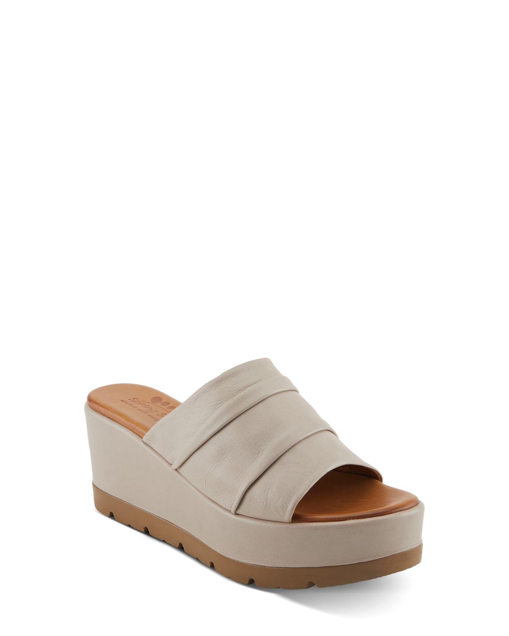 Spring Step Brown Allerton Platform Wedge Slide Sandal