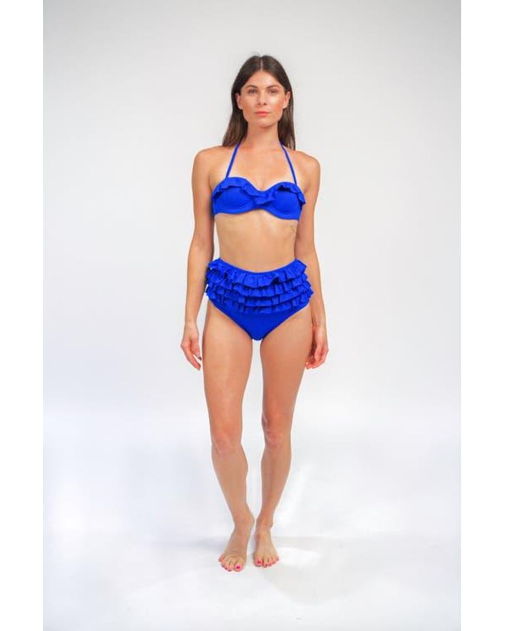 Mary Mercedes Blue Ruby Ruffle Bikini Bottom
