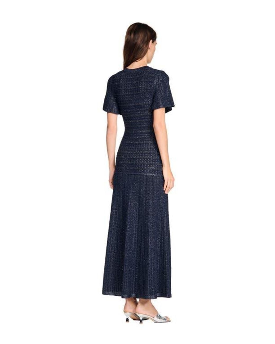Sandro Rhinestone Knit Maxi Dress in Blue | Lyst Sandro Rhinestone Knit Maxi Dress in Blue | Lyst
