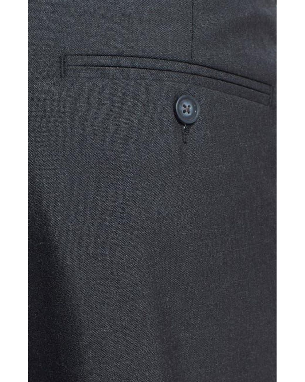 Berle Blue Self Sizer Waist Plain Weave Pleated Washable Trousers for men