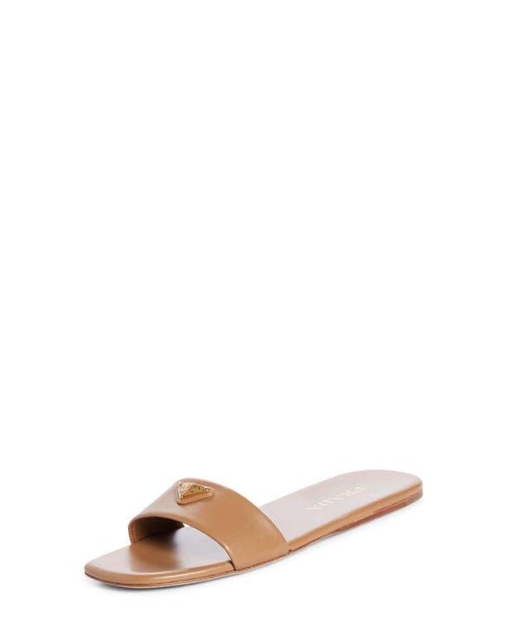Prada Triangle Logo Slide Sandal | Lyst